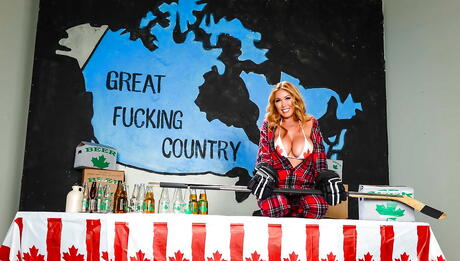 Excellent canadian milf Kianna Dior shows big knockers and spreads her legs 