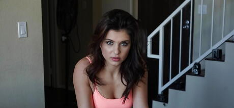 Curious american babe Leah Gotti in sexy underwear exposes her ass and puts a toy in her pussy 